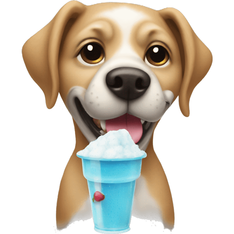 dog holding a slushie emoji