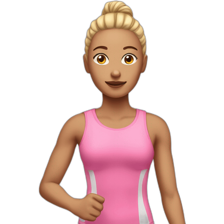 isolated, one running woman with light skin, pink clothes emoji