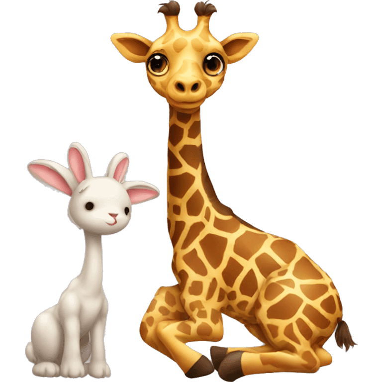 Giraffe and bunny couple emoji