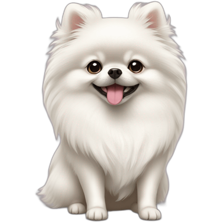 White pomeranian with pijama emoji