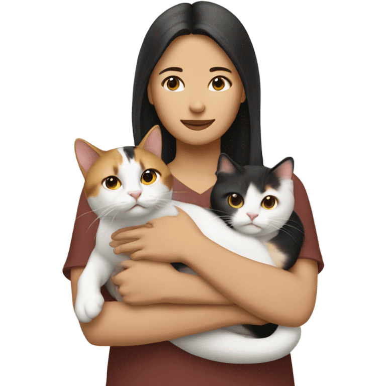 Half Asian half white lady with calico cat emoji