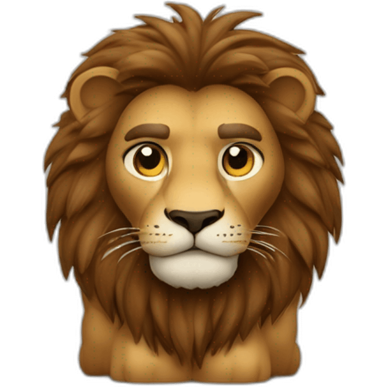 Lion fourrure marron crinière marron foncée yeux verts emoji