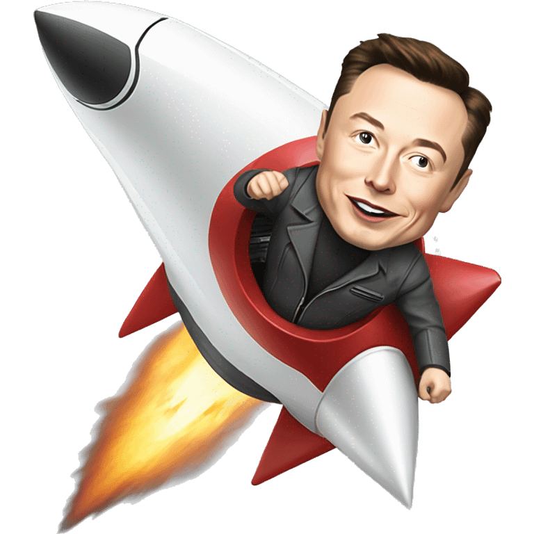 Elon Musk on a flying rocket emoji