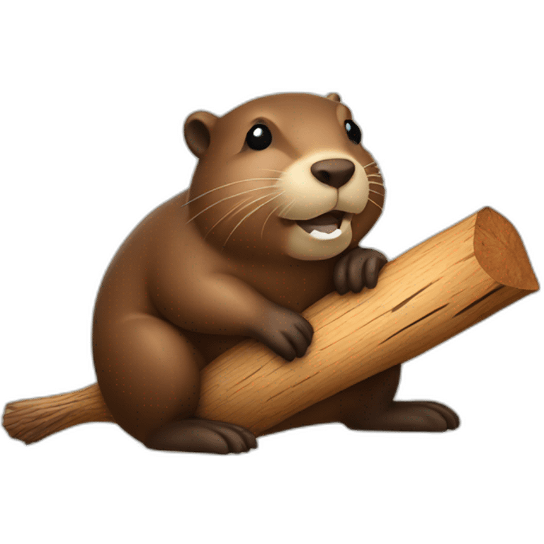 a beaver with a piece of wood in its mouth emoji