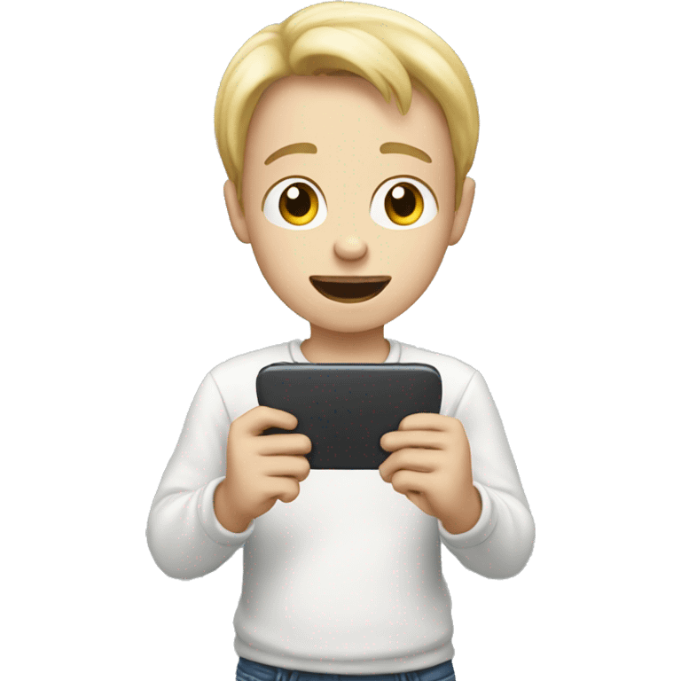 White Kid looking at a phone emoji