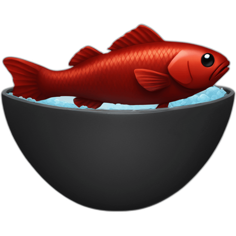 dark red fish in a bowl emoji