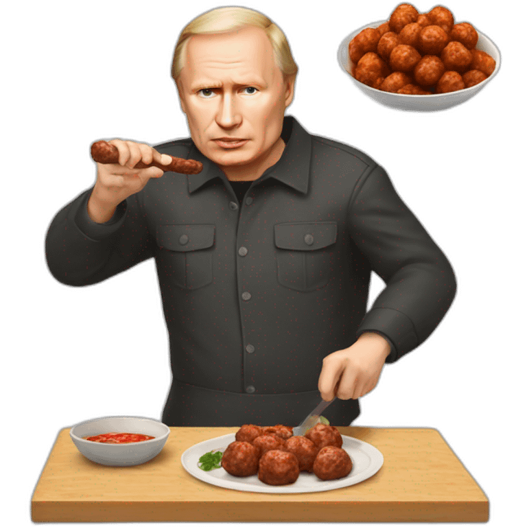 vladimir Poutine shooting meatballs emoji