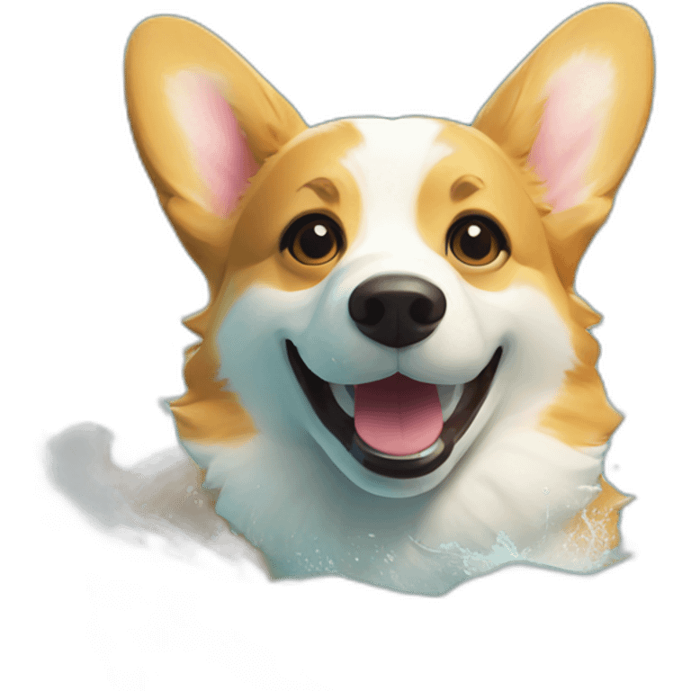 Swimming corgi water happy summer emoji