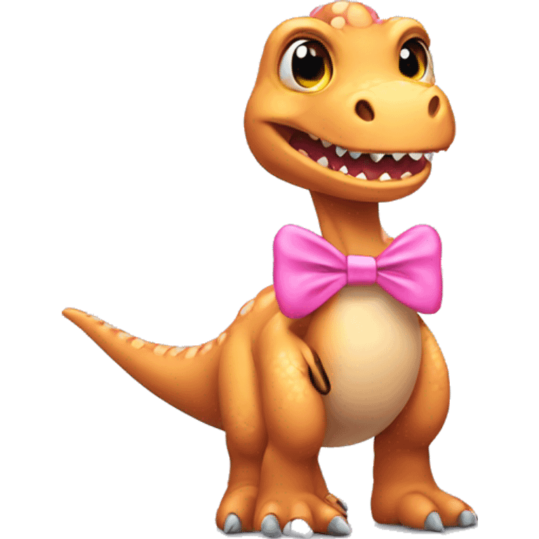 dinosaur wearing a pink bow emoji