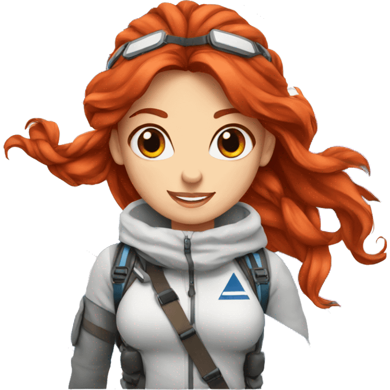 a red hair female on everest greek flag emoji