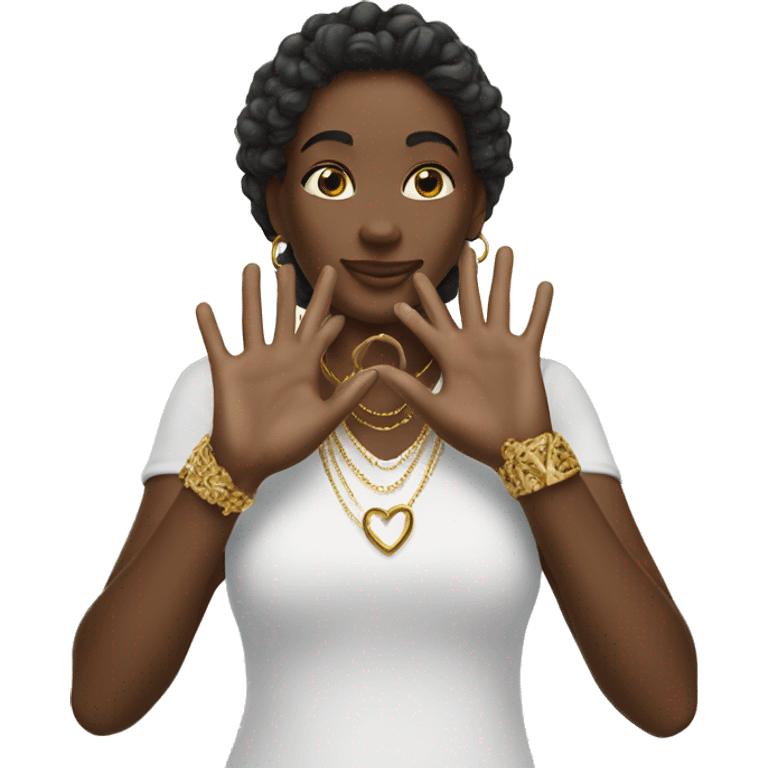 heart hands with gold jewelry rings  emoji