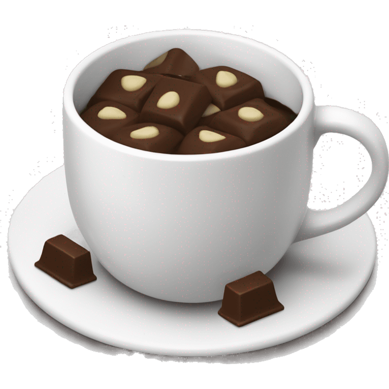 Chocolate en taza con bombones blancos emoji