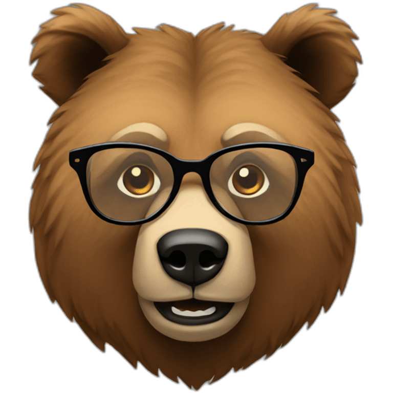 Grizzly with glasses emoji