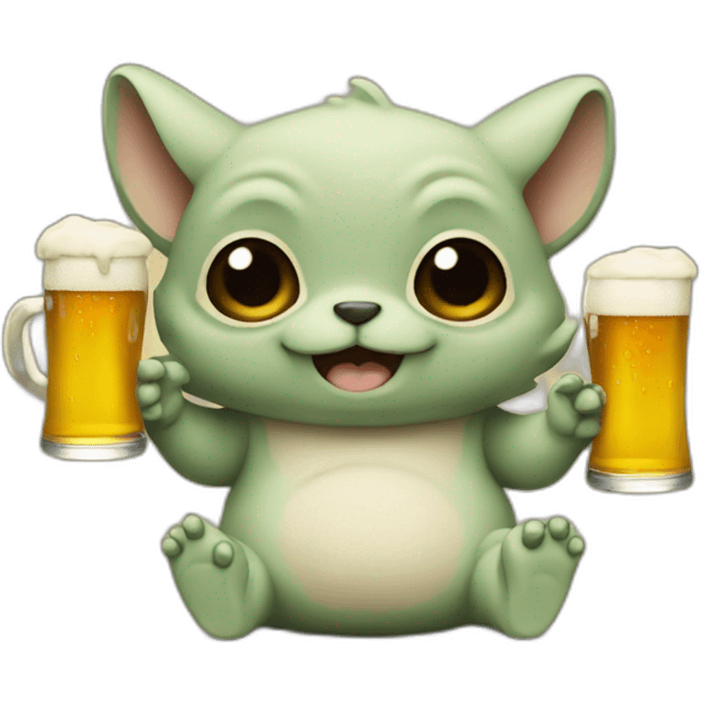 Grogu with beer emoji