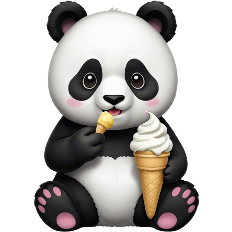 Panda eating ice cream emoji