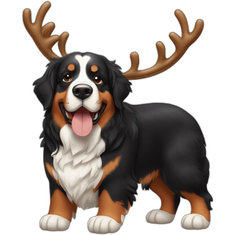 bernese mountain dog with a reindeer emoji