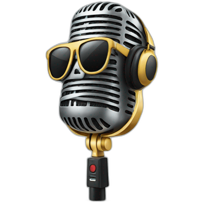 microphone with sunglasses and headphones emoji