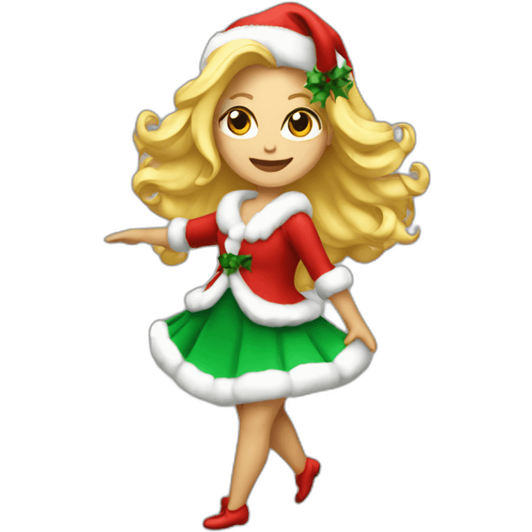 dansing blonde woman in christmas dress full body emoji