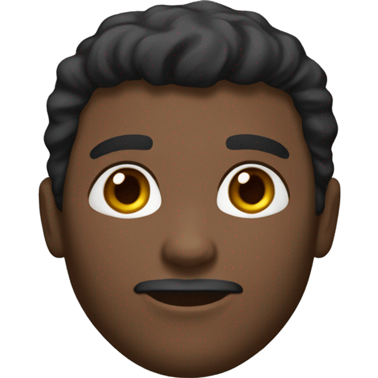 A male face emoji with medium-dark skin tone. Features include short, curly black hair with a fade , a short groomed beard . The face should have rounded cheeks, a defined jawline. and deep-set eyes.  emoji