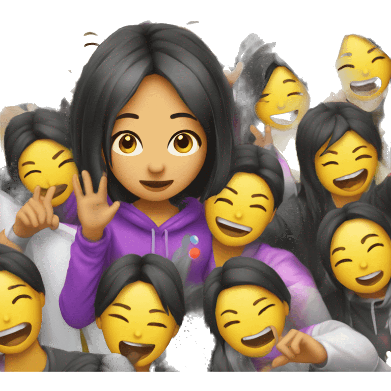 Asian girl at a rave emoji