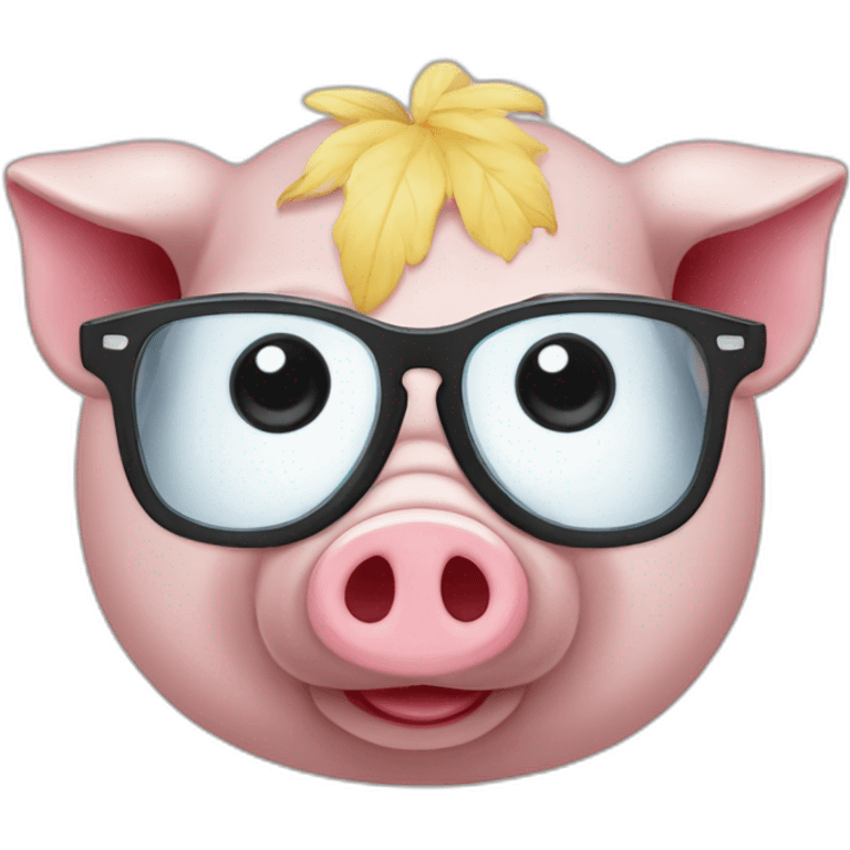 Cochon avec des lunettes de soleil emoji