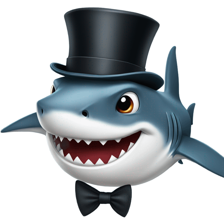 Shark with a top hat emoji