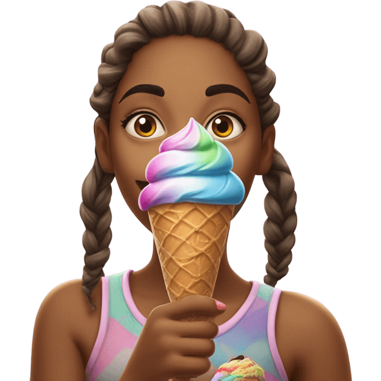 realistic portrait of girl ice cream  emoji