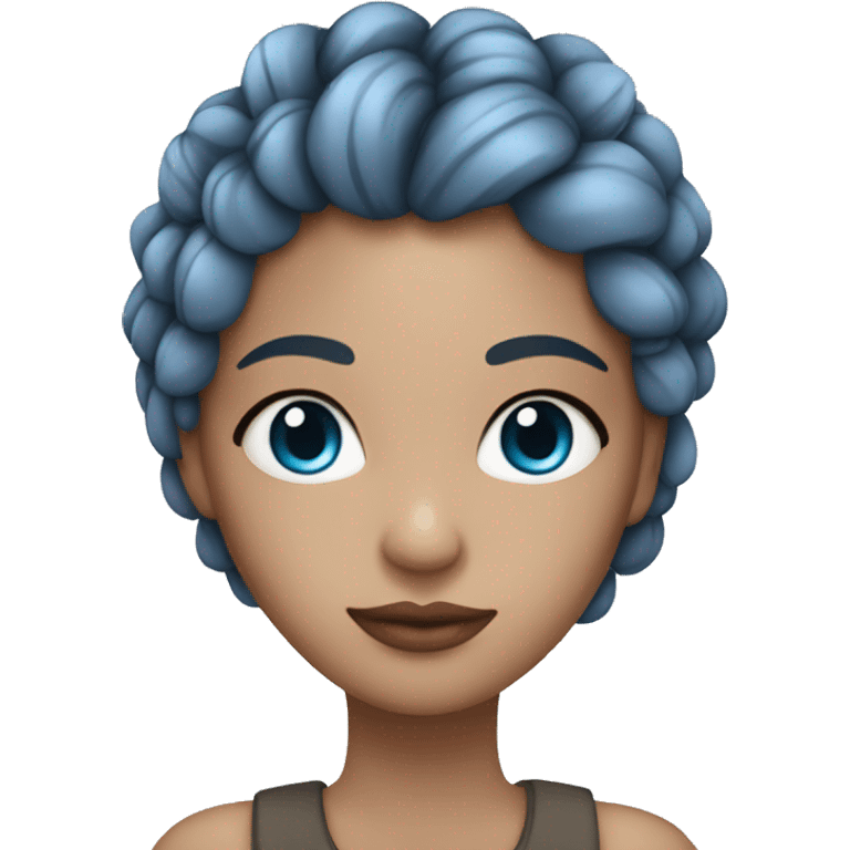 chica de ojos azules con trenzas color gris emoji