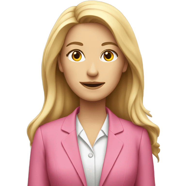 secretary-like whie women with loose long hair in pink suit emoji