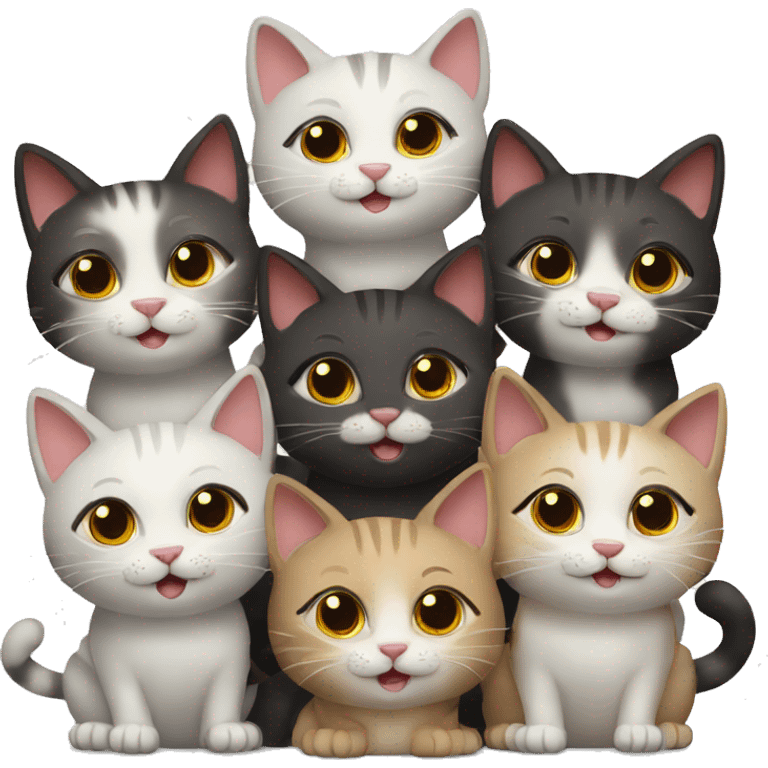 nine happy cats FAMILY emoji