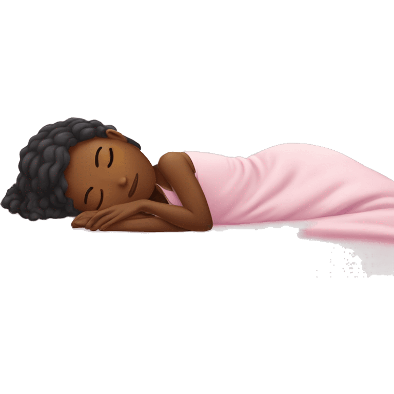 white female asleep on a pink bed emoji