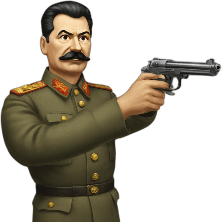 Stalin holds a gun in his hands emoji