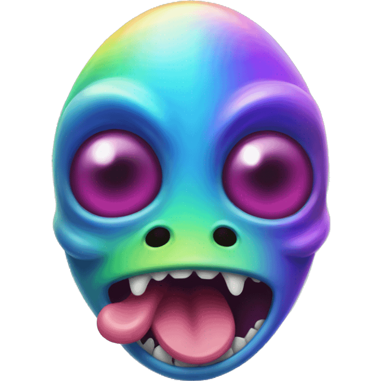 Rainbow alien with tongue emoji