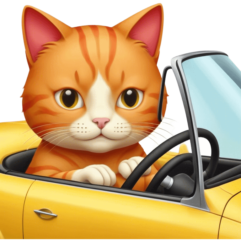 Red cat drive car tellow emoji