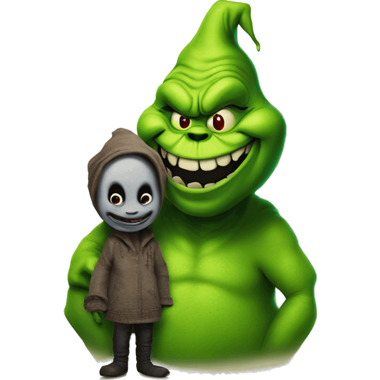 Oogie boogie being best friends with the Grinch emoji