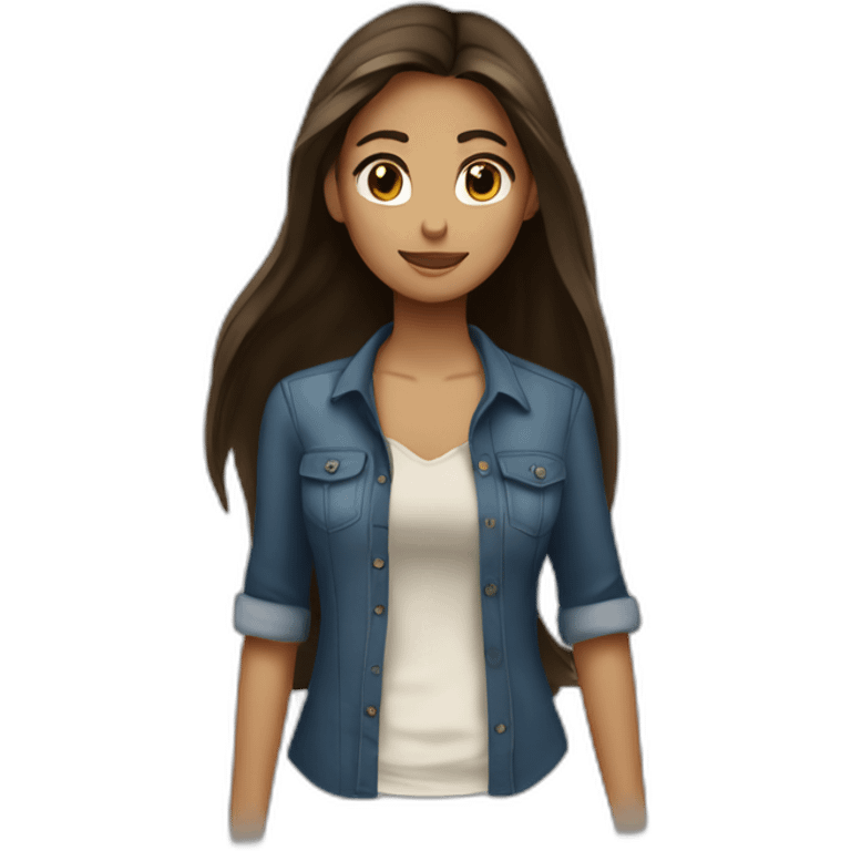 Elena Gilbert with long hair and a ribbed button-down t-shirt emoji