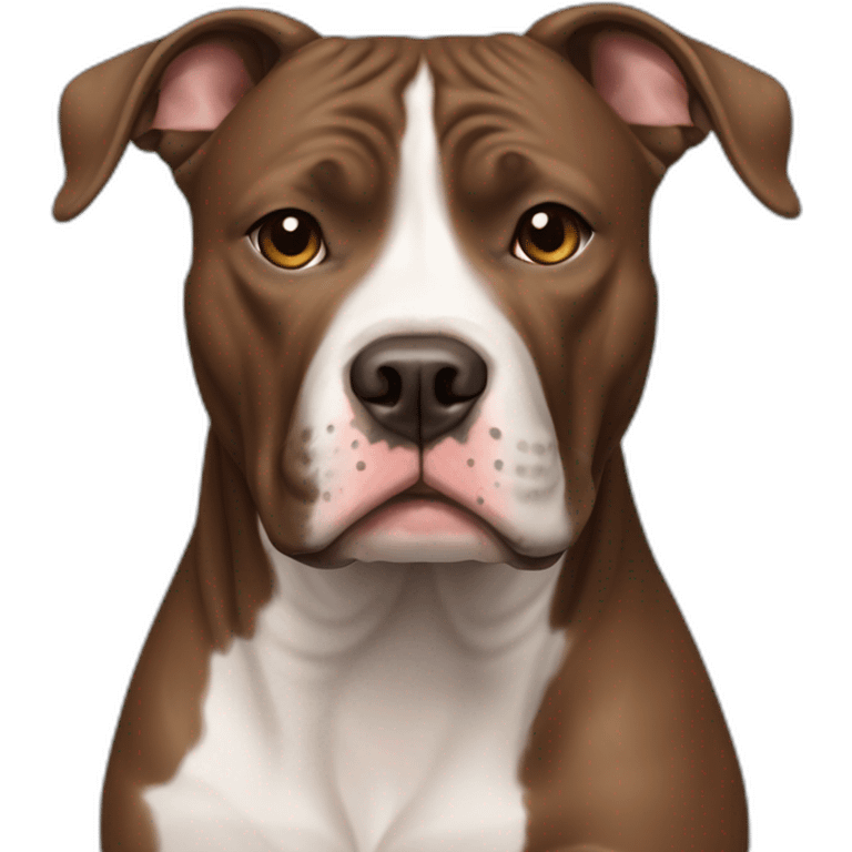 An American Staffordshire pitbull dog with brown brindle coat and a white line on the center of the face   emoji