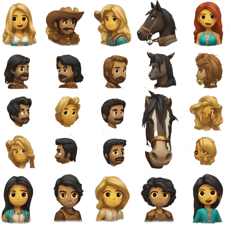 Personas morenas y con caballos rulos emoji