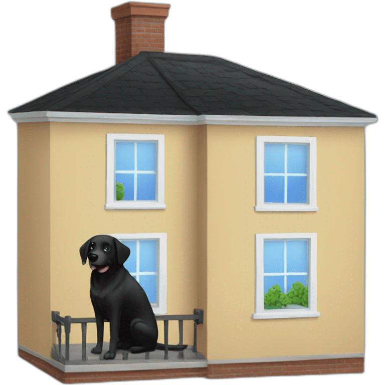 a house with black dog in window emoji