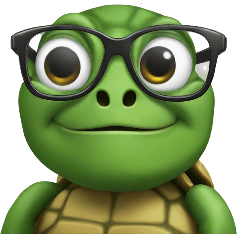 Turtle on computer with glasses emoji