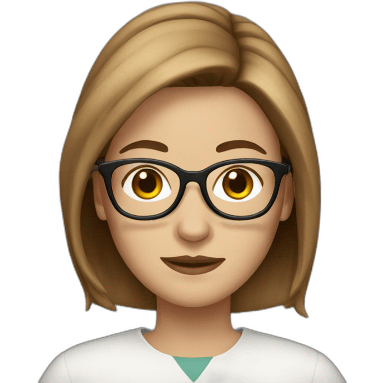 white woman with brown hair and glasses emoji