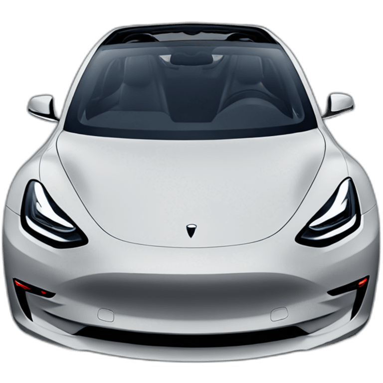 Hyper realistic, open top, black Tesla Model 3, front view emoji