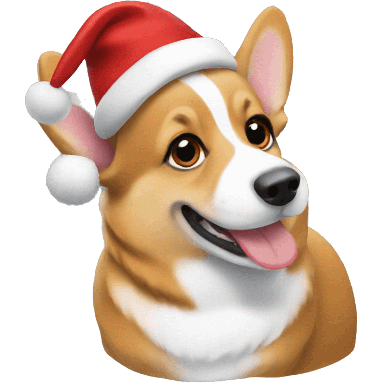 Corgi with Christmas hat emoji