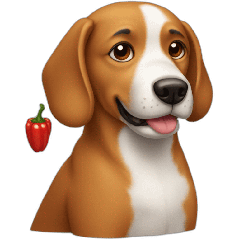 a dog with a chili emoji