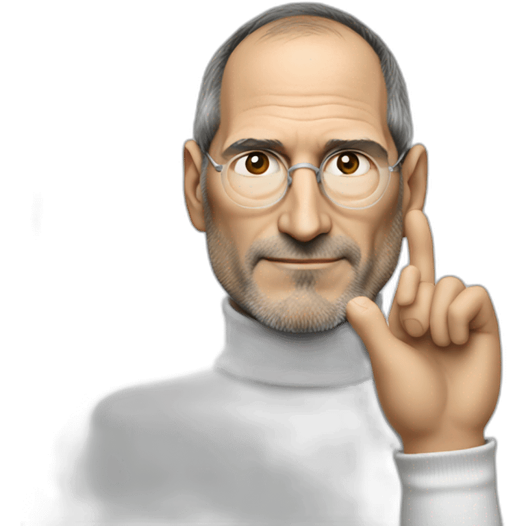 steve jobs turtleneck finger on chin emoji