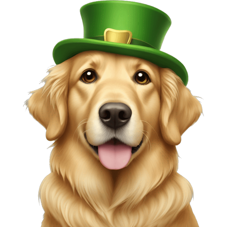 Golden retriever with Irish hat emoji