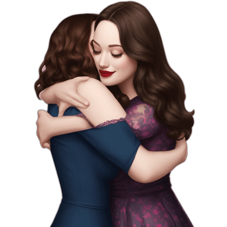 Kat dennings hugs Elizabeth gillies emoji