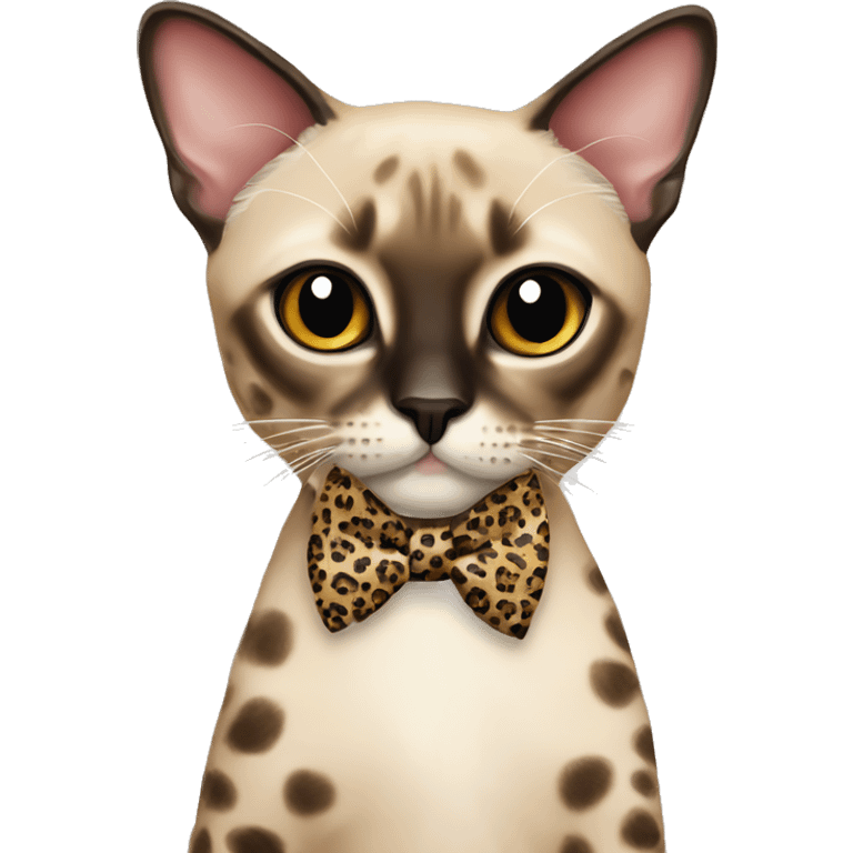 Siamese cat with leopard print bow tie emoji