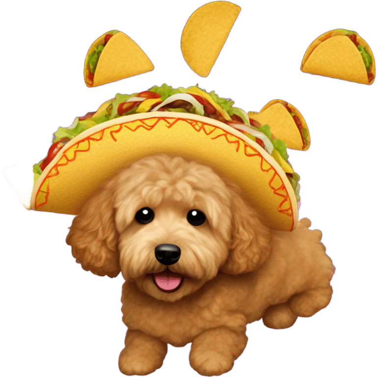 Golden doodle wearing a taco costume  emoji