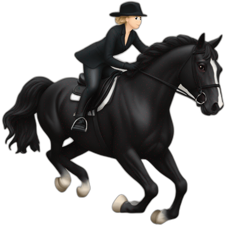 Britt dekker jumping on friesian horse emoji